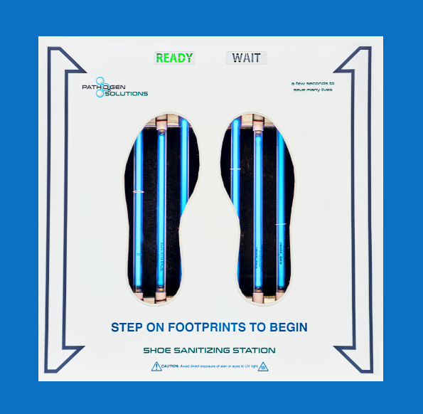 UVZone shoe sanitizing station with footprint markers