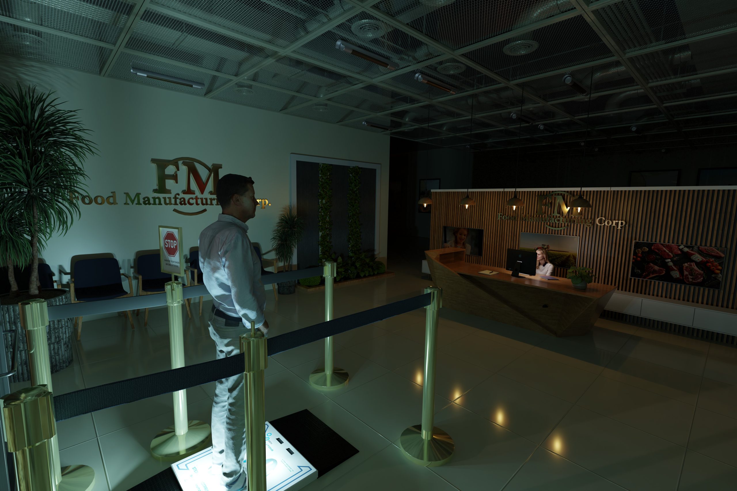 Food manufacturing facility entrance with UVZone